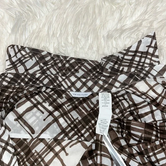 Trina Turk Brown/White Brush Print Swim Cover-Up Tunic